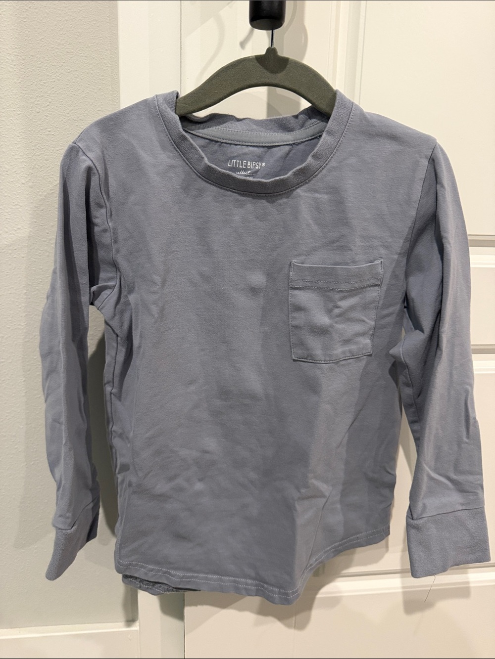 Kids' Long-Sleeve Pocket Tee in Slate Blue